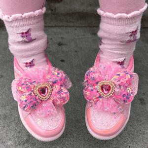 [프롬베베] 여아용 브리 글리터 리본 LED 여아 운동화