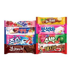 죠스x5개+스크류x5개+보석x5개+수박x5개+빙빙x5개+초코x5개+돼지x5개+누크x5개