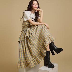 D5182 체크 레이어드 원피스