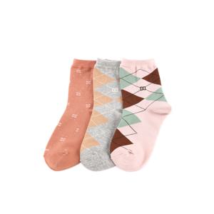 닥스 여성 [[26SS]] DLSS6B205MU 핑크 체크 면혼방 중목 양말 3종 세트