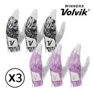 VBBB-여성 카모 스판 양피 골프장갑 왼손 3장 세트