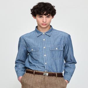 남성 [[25SS]] HZSH5A210B1 [아이코닉] 블루 샴브레이 워크 셔츠