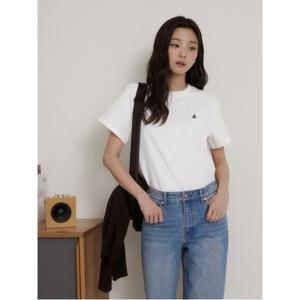 레이디스 코튼 오버핏 반소매 티셔츠  화이트 (BF6242C901)