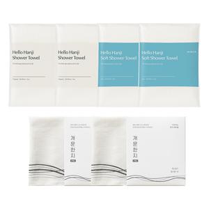 안녕한지 오리지널+더 부드러운 샤워타월 2종 + 개운한지 때타올 2개입