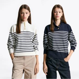 타미힐피거 골드 버튼 모크넥 스웨터 2종 택1 (T22F7KTO050WT1)