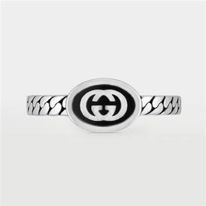 씬 인터로킹 G 에나멜 3mm 실버 반지 678654 J8410 8191