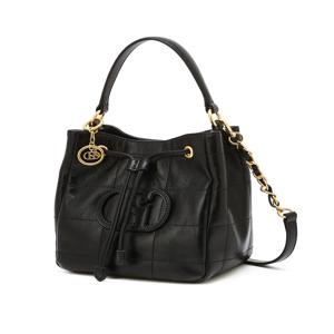 [인기신상] HIWA6E765BK_ [H20퀼팅] 여성 블랙 퀼팅 소가죽 복조리 미니 크로스백