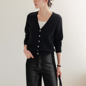 (~XXL까지) 바노 딥브이넥 데일리 니트 가디건 봄 가을 상의 기본템 캐쥬얼 출근룩 베이직 빅사이즈