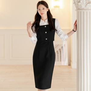 (~XXL까지) 루브 셔츠 레이어드 트위드 원피스 봄 가을 하객룩 오피스룩 모임룩 격식룩 빅사이즈