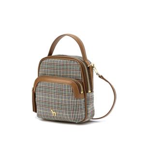 [인기신상]HIWA6E431W3_ 여성브라운 가죽배색 나일론 미니크로스백