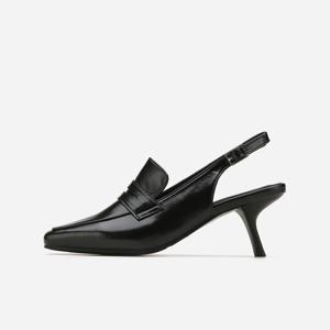 [김연아 착용]스퀘어 토 로퍼 힐 슬링백 412312006 (6.5cm/3color)