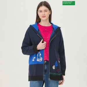 강아지 중기장 니트 후드 집업 BAKC03441