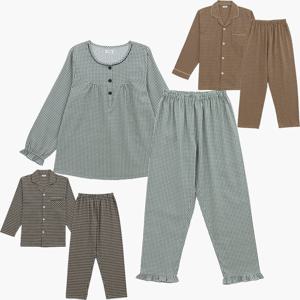 남자 여성 커플잠옷 세트 긴팔 면100 기모 겨울 엄마 아빠 잠옷