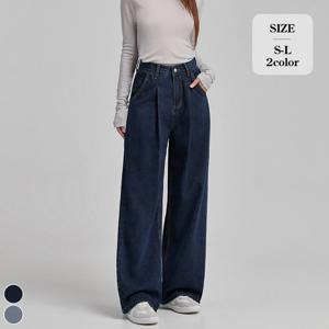 [브리치]  / 핀턱 스티치 와이드 데님 팬츠 (J2525)