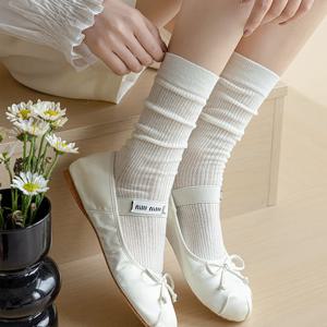 [브리치] HOTBBA / 패턴 시스루 양말 면 골지 여름 긴 양말 FLS 1006404