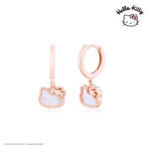 [정상가 168,000원] 헬로키티주얼리 원석컬렉션 실버 화이트자개 원터치 귀걸이 HLSE428P1