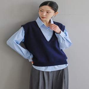 [최초가 88,000원] 커버 스티치 니트 베스트