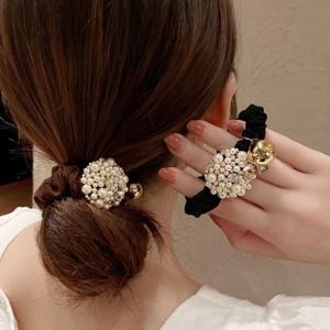 다이아진주 곱창 헤어끈 머리끈 곱창밴드 2개 세트 머리고무줄 곱창머리끈 곱창밴드 예쁜머리끈