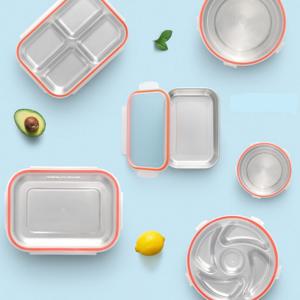 키친아트 스텐 나눔 반찬통 원형 사각 칸칸이 칸막이 밀폐 용기 김치통 도시락통