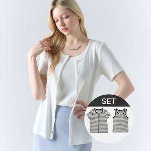 [최초가 59000원] [55~88] [세트] 반팔 가디건 + 민소매 2pcs 세트
