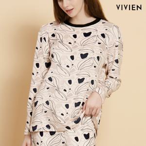 비비안스타킹홈 웨어 나뭇잎 밍크기모 상의LP3057