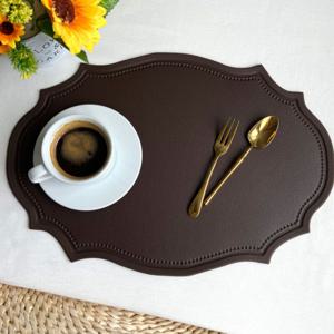 엔틱 가죽 테이블매트 식탁매트 방수매트 브라운