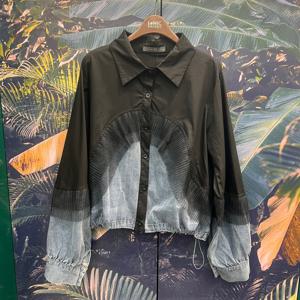 쉬폰청배색허리스트링셔츠MM09BL724_IC