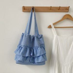 [브리치] 인해하우스 / 여성용 체크 프릴 숄더 에코백