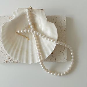 [브리치]  / 실버925 8mm 담수진주 볼드 목걸이