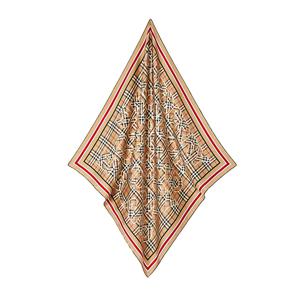 버버리 빈티지 체크 로고 프린트 실크 스퀘어 스카프 80395641