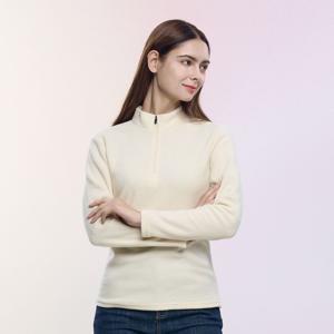 마시멜로 여성 기모 집업티 부드러운 양면 기모 집업 긴팔 티셔츠(AY12LT049W)