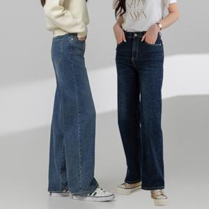 울트라 스판 와이드 스판 데님 허리 밴딩 팬츠 S~3XL 여성청바지