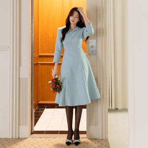 (~XXL까지) 아벨리드 숄카라 트위드 원피스 겨울 플레어 하객룩 오피스룩 모임룩 격식룩 연말룩 빅사이즈