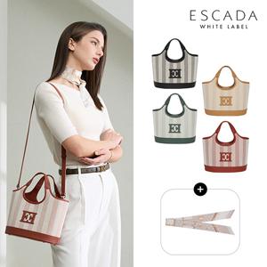 [상시가 259,000원]에스까다 화이트라벨 26SS 레더 자카드 토트백(+스카프)