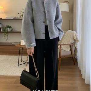 [브리치] 유아몽드 / 핸드메이드 숏 울 코트 아우터 여성 겨울 부드러운 코