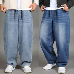 [하프클럽] 남자 벌룬핏 와이드 청바지 밴딩 커브드 데님팬츠 빅사이즈 흑청 진청 중청_ID302_1