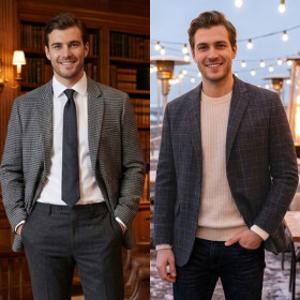 쟌피엘 울모직 체크 정장자켓 남자콤비 겨울양복마이