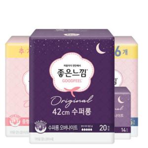 좋은느낌 생리대 소형 중형 대형 오버나이트 수퍼롱 팬티라이너 모음전