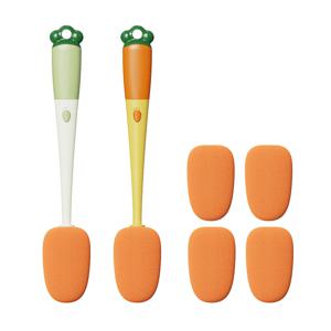 텀블러 스펀지 다기능 3 in 1 세척솔 2개(테두리 전용 톱니 실리콘 브러쉬 뚜껑 전용 와이어 브러쉬)