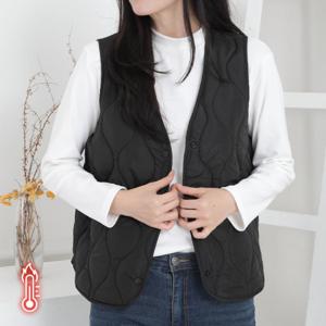 여성 경량 물결 패딩 조끼 / 퀼팅 솜패딩 보온 누빔조끼