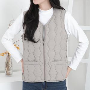 셔링 패딩 조끼 / 옆주름 퀼팅 보온 누빔조끼 / 솜패딩 경량 베스트