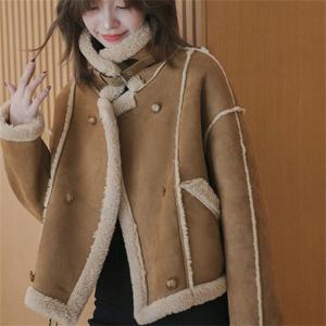 기모 점퍼 코트 가을 겨울 여성 스웨이드 자켓 하이넥 더블 빈티지 도톰한 트렌디 캐주얼 데일리 여자