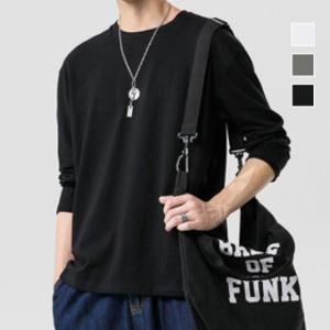 라운드 넥 심플 면티 긴팔 티셔츠 남성 남자 기본 이너 간절기 봄 가을 무지 데일리 면 흰 티