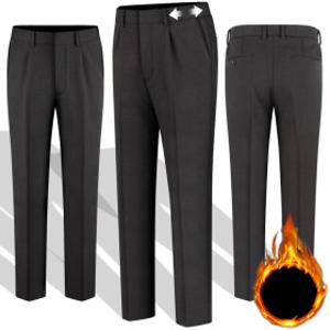 남성 겨울 정장바지 기모 체크 모직 스판 허리 히든배딩 고급 양복 신사 기지바지 기모바지 남자 빅사이즈