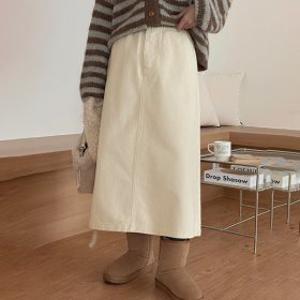 공구우먼 제작 로시 기모 코튼 밴딩 롱 스커트 84799 빅사이즈 여성의류