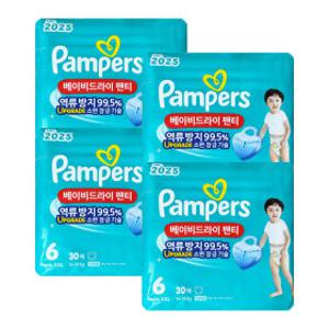 팸퍼스 베이비드라이 팬티 기저귀 6단계 4팩 112매