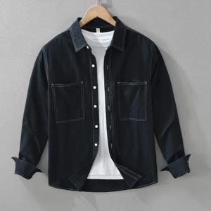 남자 봄 가을 오버핏 포켓 링클프리 카라 셔츠 빅사이즈 남방