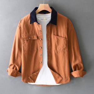 작업복 긴팔 셔츠 남성용 봄 가을 상의 레저 느슨한 면 셔츠