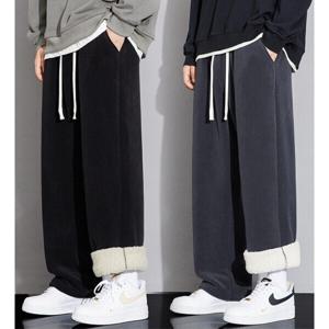 심플 베이직 양면 융털기모 안감 보온 와이드 트레이닝 팬츠 모던 트렌디 방한 방풍 바지 (2장이상추가할인)