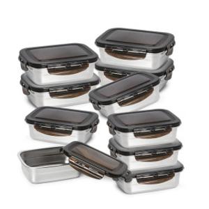 위생적인 스텐 밀폐용기 직사각 10종세트 / 반찬통 김치통 보관용기 세트